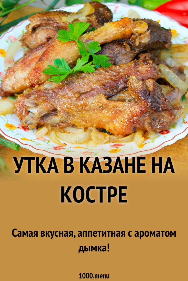 Утка по-деревенски в казане на костре