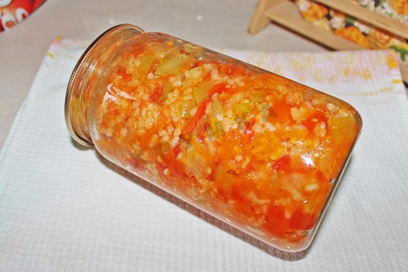 Рис салат на зиму рецепт с помидорами