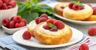 Ватрушки с малиной и творогом