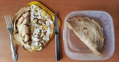 овсяный блин с творогом и яблоком