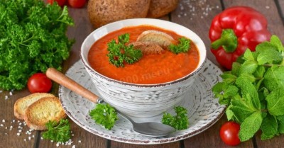 Суп пюре из печеных болгарских перцев