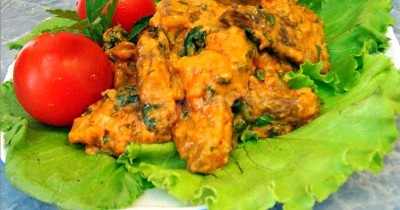 Печень говяжья строгановская