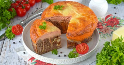 Пирог Лаваш в заливке в духовке с фаршем