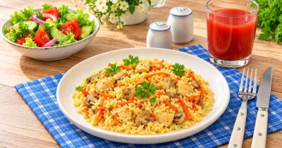 Рис с курицей и грибами