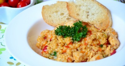 Птитим с овощами и курицей