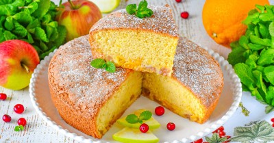 Шарлотка с апельсинами и яблоками в духовке