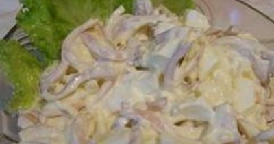 Салат кальмар яйцо сыр плавленый