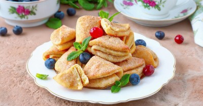 Творожное печенье ушки с сахаром