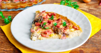 Пицца с грибами на бездрожжевом тесте