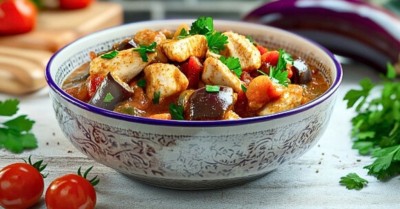 Рагу с курицей и баклажанами