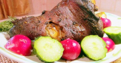 Рулька в рукаве с аджикой соевым соусом в духовке