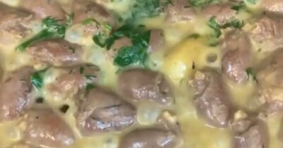 Куриные сердечки в вине