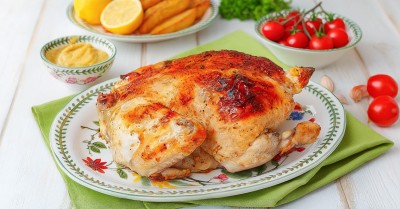 Курица в духовке целиком с яблоками фаршированная