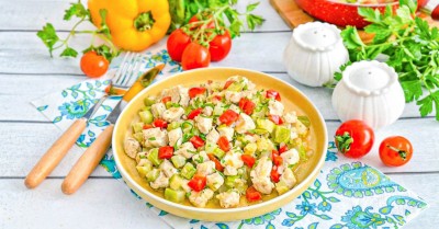 Курица с кабачками на сковороде