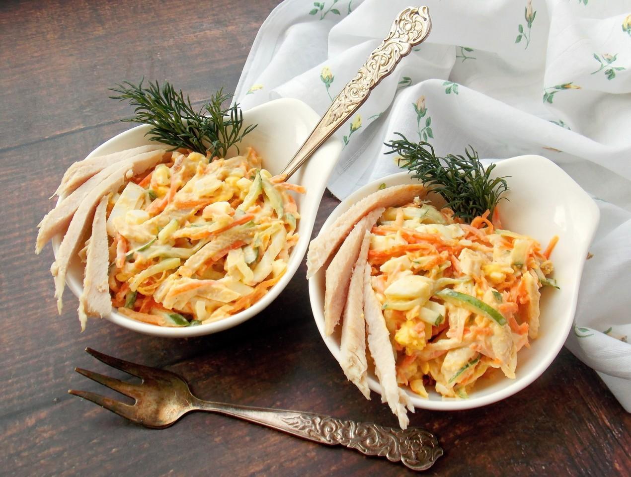 Салат с копченой курицей и корейской морковью рецепт с фото пошагово и .