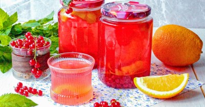 Компот из красной смородины с апельсином на зиму