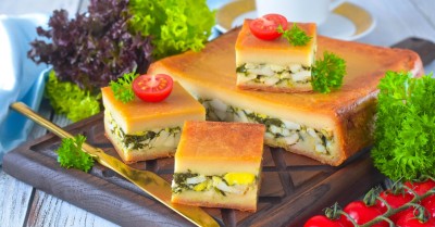 Заливной пирог с яйцом в духовке