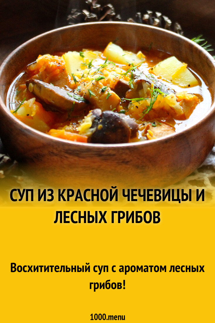 Суп из красной чечевицы и лесных грибов рецепт с фото пошагово - 1000.menu