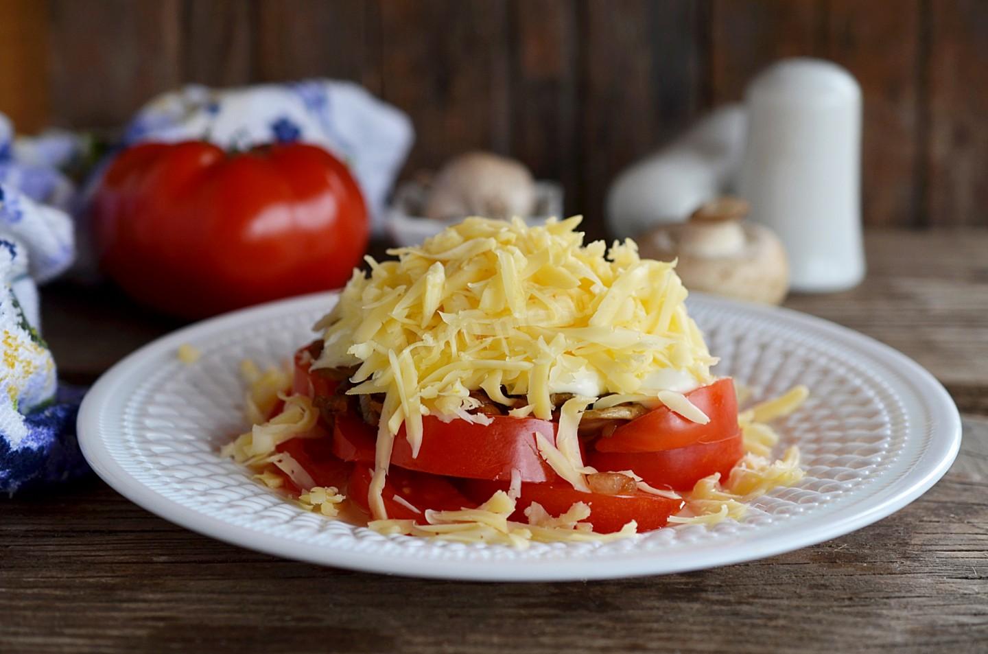 рецепт салата шампиньоны с сыром и помидорами (100) фото