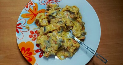 гороховое пюре со курицей и грибом