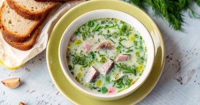 Окрошка с селедкой на квасе