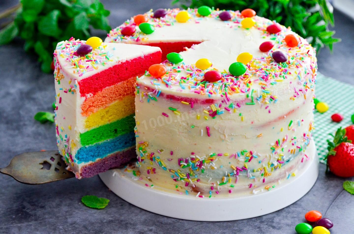 Блинный торт Радужный - рецепт с фото на сайте Название сайта