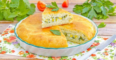 Пирог на кефире с рисом