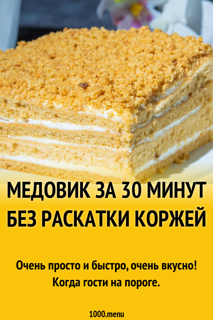 Медовик за 30 минут без раскатки коржей рецепт фото пошагово и видео -  1000.menu