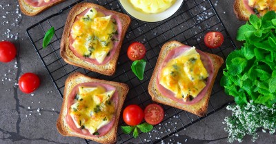 Горячие бутерброды с ананасом и сыром запечённые в духовке