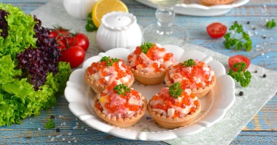 Царский салат в тарталетках закуска