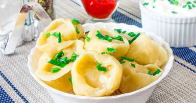 Картофельные пельмени с картошкой и салом
