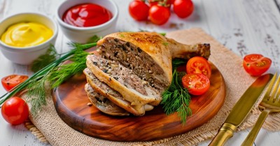 Фаршированные окорочка с грибами в духовке