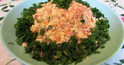 Салат с копченым сыром Косичка и морковью по-корейски