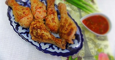 Куриные голени с майонезом, томатной пастой в фольге