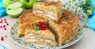 Насыпной пирог три стакана с яблоками