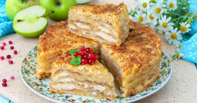 Насыпной пирог три стакана с яблоками