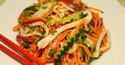 Китайский салат из огурцов и кальмара (аналог хе)