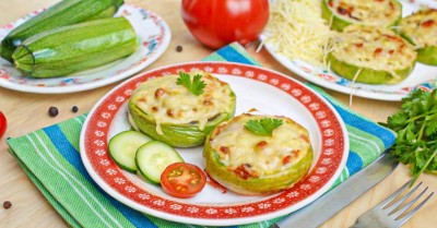 Кабачки фаршированные грибами в духовке