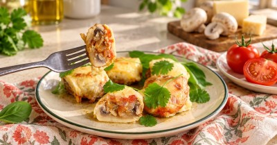 Грибы шампиньоны с сыром и помидорами в духовке