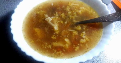 Суп с цветной капустой и жареным фаршем
