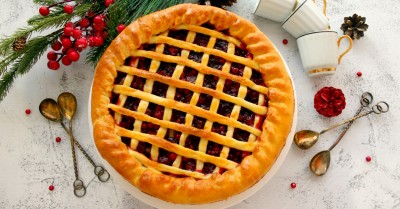 Зимний Новогодний пирог с брусникой и апельсинами пряный