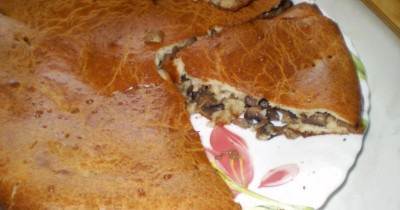 Пирог на сметане и майонезе с грибами и луком