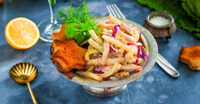 Салат с жареным мясом на день рождения