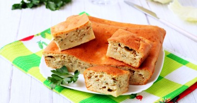 Заливной пирог с капустой на кефире классический