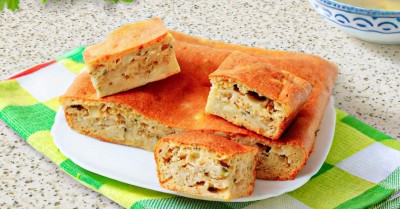 Заливной пирог с капустой на кефире классический