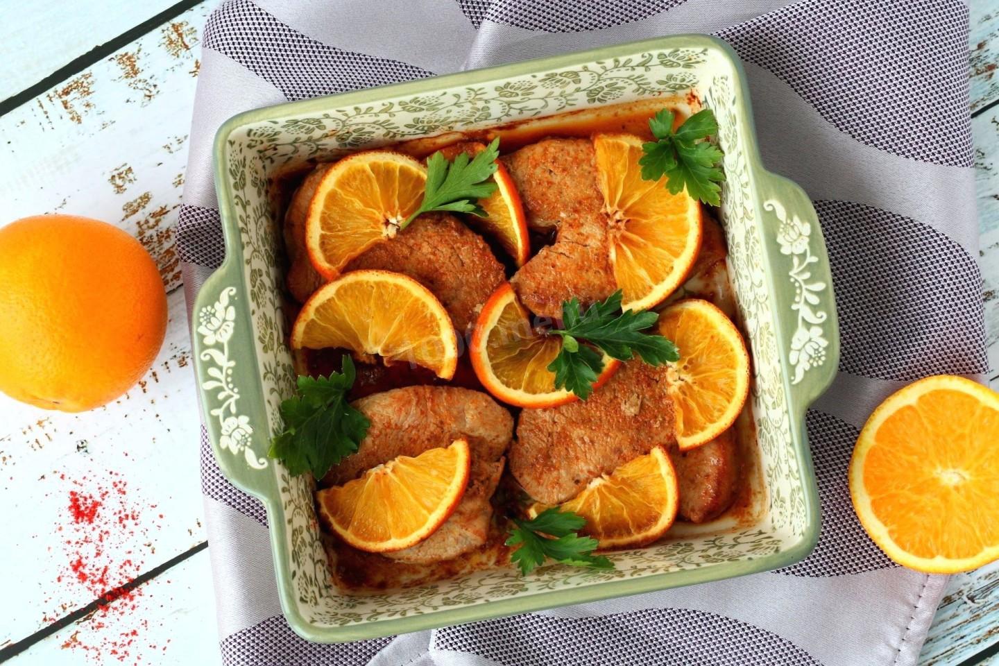 свинина с апельсином в духовке фото