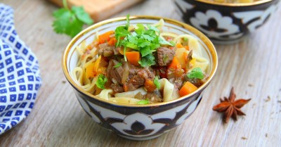 Жареный лагман по узбекски