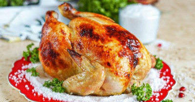 Хрустящая курица на соли запеченная в духовке целиком