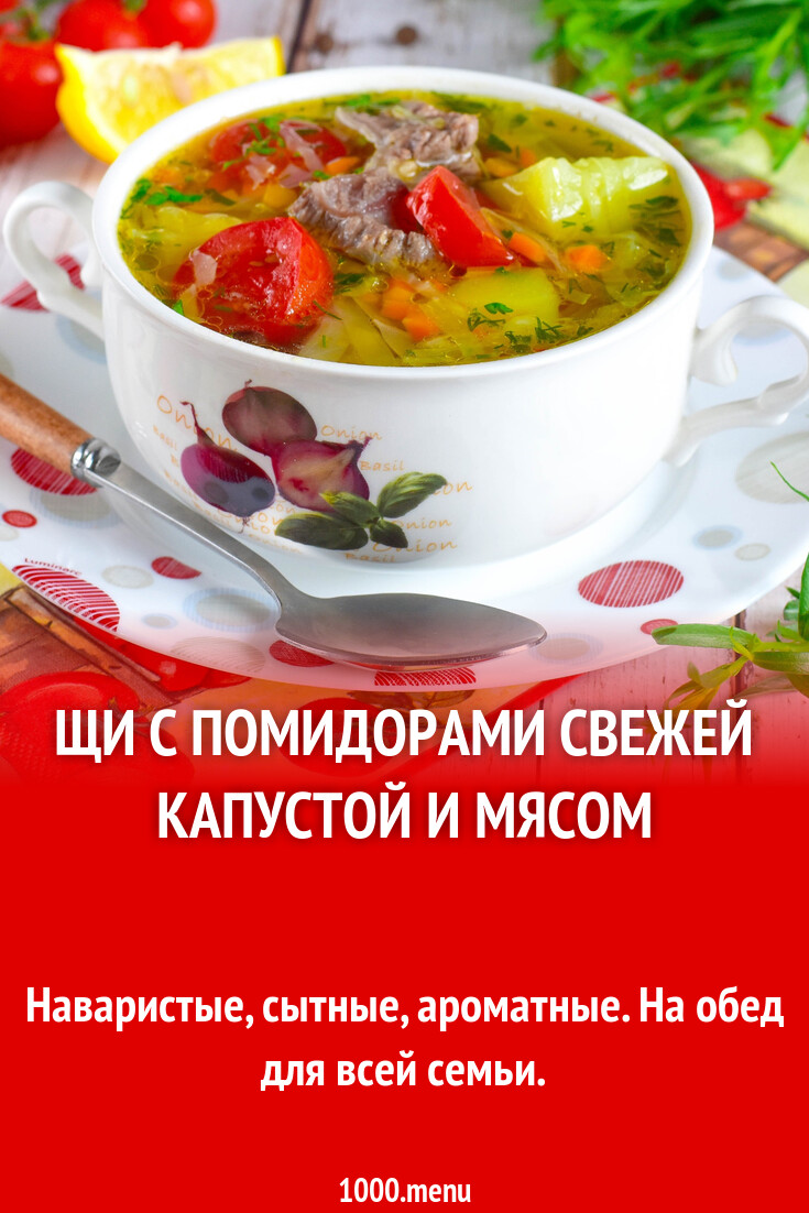 Щи с помидорами свежей капустой и мясом рецепт фото пошагово и видео -  1000.menu