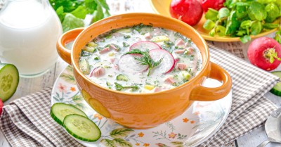 Окрошка на айране с колбасой